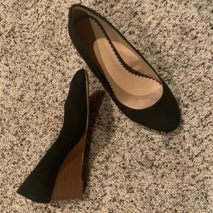 LOFT Wedge Black Faux Suede